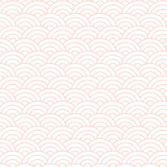 Seamless boho japanese traditional wave patterns . Contemporary minimalistic trendy pink backgrounds. Vector illustration Flat web design element for website or app, graphic design, logo, web site, so