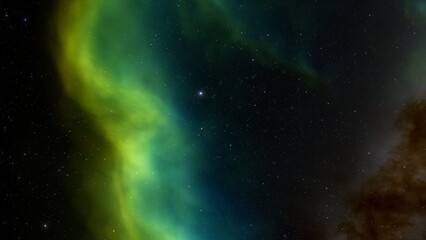 Nebula gas cloud in deep outer space, science fiction illustration, colorful space background with stars 3d render
