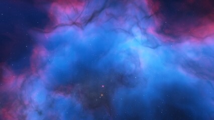 Nebula gas cloud in deep outer space, science fiction illustration, colorful space background with stars 3d render
