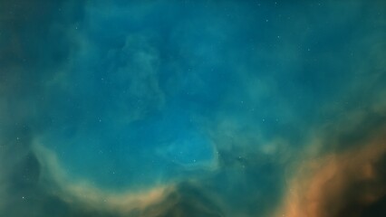 Nebula gas cloud in deep outer space, science fiction illustration, colorful space background with stars 3d render
