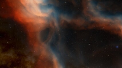 Nebula gas cloud in deep outer space, science fiction illustration, colorful space background with stars 3d render
