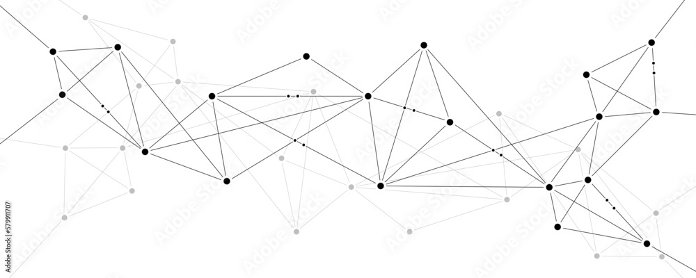 Poster Network technology connect lines and dots polygonal background template.