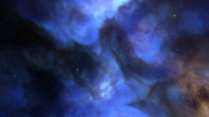 Obraz premium Nebula gas cloud in deep outer space, science fiction illustration, colorful space background with stars 3d render 