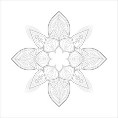 Zentangle flowers in black and white for coloring book. Hand Drawn Flowers for Adult Anti Stress of coloring page in Monochrome  Isolated in white background