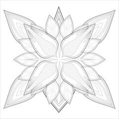 Zentangle flowers in black and white for coloring book. Hand Drawn Flowers for Adult Anti Stress of coloring page in Monochrome  Isolated in white background