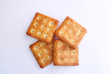 Crackers or biscuit on white background
