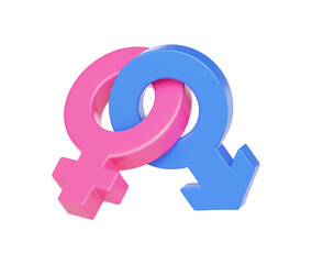 Female and male gender symbols couple relationship element 3d background illustration