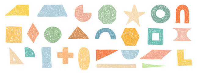 Children's drawing. Set with geometric shapes