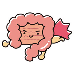 きれいで健康な腸のイラスト（大腸・小腸）ヒーローキャラクター