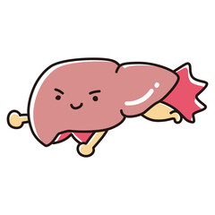 健康な肝臓のイラスト（ヒーローキャラクター）