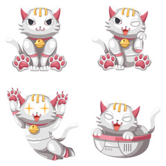 Set of android character robot toy cartoon style futuristic machine for home use.