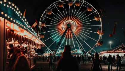 The excitement of a carnival at night unsplash ferris wheel at night  Generative AI