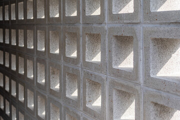 concrete design blocks. square Q block, afternoon sunlight 