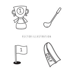 golf equipment outline cartoon vector illustration