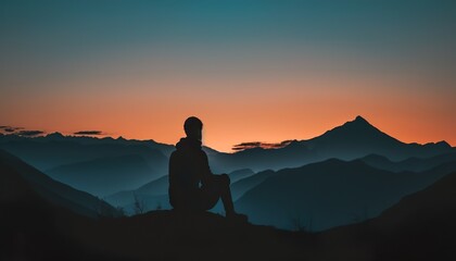 A silhouette of a person meditating at dawn inspiring a sense of calm and clarityunsplash silhouette of person standing on top of mountain  Generative AI