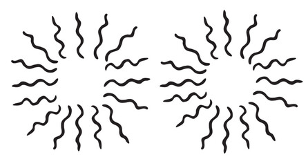 vector set 2 doodle sunbrust dash dot, square and circle frame
