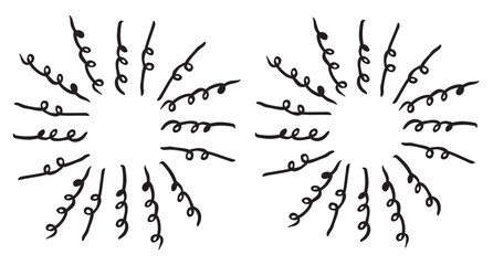 vector set 2 doodle sunbrust dash dot, square and circle frame
