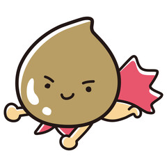 茶色のしずくのイラスト（美容、食品、医薬品、クリーム、汚れなど）ヒーローキャラクター