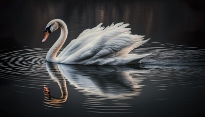 The grace of a swan on a lake unsplash swan and cygnets  Generative AI