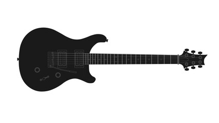 Obraz na płótnie Canvas black prs silhouettes electric guitars or Solid Guitar very popular isolated on white background, Vector illustration musician 