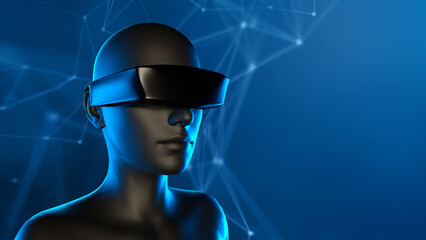 3D model of women with VR glasses