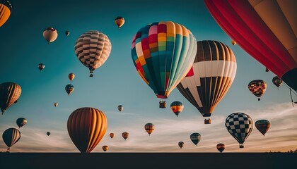 Fototapeta premium Brightly colored hot air balloons in the sky unsplash hot air balloon Generative AI