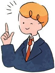 おしゃれでかわいい手書き風ビジネスマンのイラストセット（提案,ポイント,指さし,指示）
