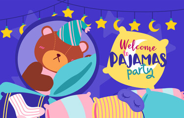 Invitation card to attend a pajama party.