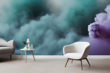 Smoke Diffusion In The Living Room With Chairs and Small Tables created with generative AI technology