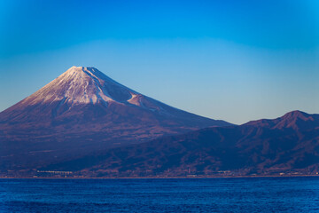 A sunset of Mt.Fuji near Suruga coast in Shizuoka