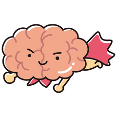脳のイラスト（ヒーローキャラクター）