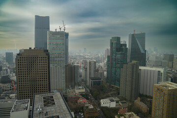 city skyline in Tokyo