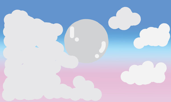 moon and cloud wallpaper with a cloud and moon image with a pink white blue textured background