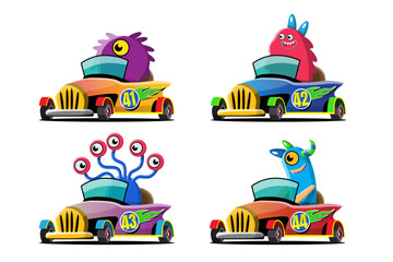 In game competition continue player used high speed car for win in racing game. competition e-sport car racing.