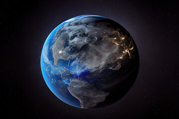 Fototapeta na wymiar Close-up Of Blue Earth Against Sky At Night. Generative Ai