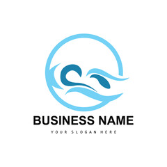 Beach Wave Logo, Water Wave Vector, Water Abstract Design, Illustration Template Icon