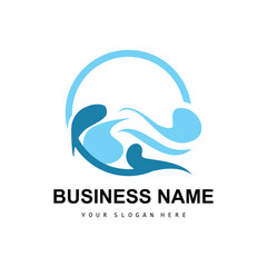 Beach Wave Logo, Water Wave Vector, Water Abstract Design, Illustration Template Icon