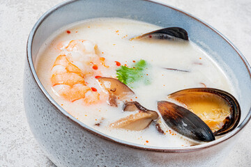 thai soup with coconut and fish