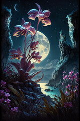 Obraz na płótnie Canvas Land Of Wonderful and Mysterious Botanicals Poster