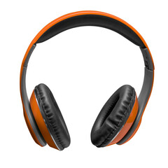 Orange headphones on a white background