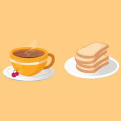 Free cup of coffee with bread illustration