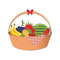 Free vector fruit life gift basket illustration