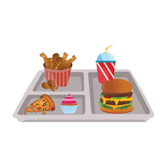 Free vector fast food meal set on white background illustration