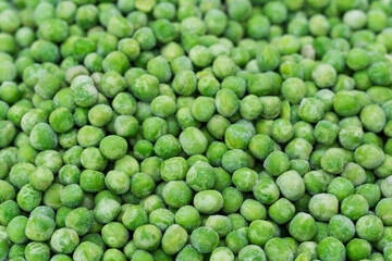 group of frozen green peas selective focus