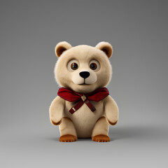Obraz premium Cute 3D Bear Standing, Smiling Into Camera, Friendly Furry Creature, created with generative ai technology 