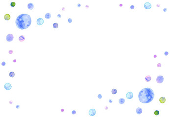 水彩絵の具で描いた水玉フレーム