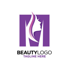 Obraz premium Letter M Beauty Face Logo Design Template Inspiration, Vector Illustration.