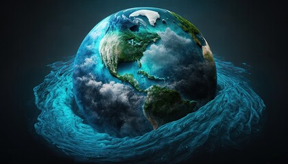 Fototapeta premium Earth Day: A Vibrant Eye-Catching Background Design Template of Earth in Shape of Beautiful Artistic Hydro Perfect for Environmental Wildlife Projects (generative AI