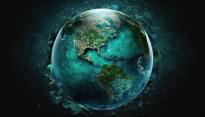 Obraz na płótnie Canvas Earth Day: A Vibrant Eye-Catching Background Design Template of Earth in Shape of Beautiful Artistic Water conservation Perfect for Environmental Wildlife Projects (generative AI
