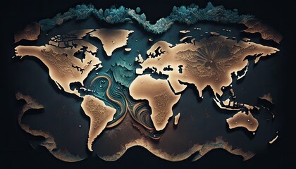 Earth Day: A Vibrant Eye-Catching Background Design Template of Earth in Shape of Beautiful Artistic World map Perfect for Environmental Wildlife Projects (generative AI